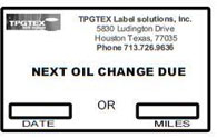Oil Change Sticker System